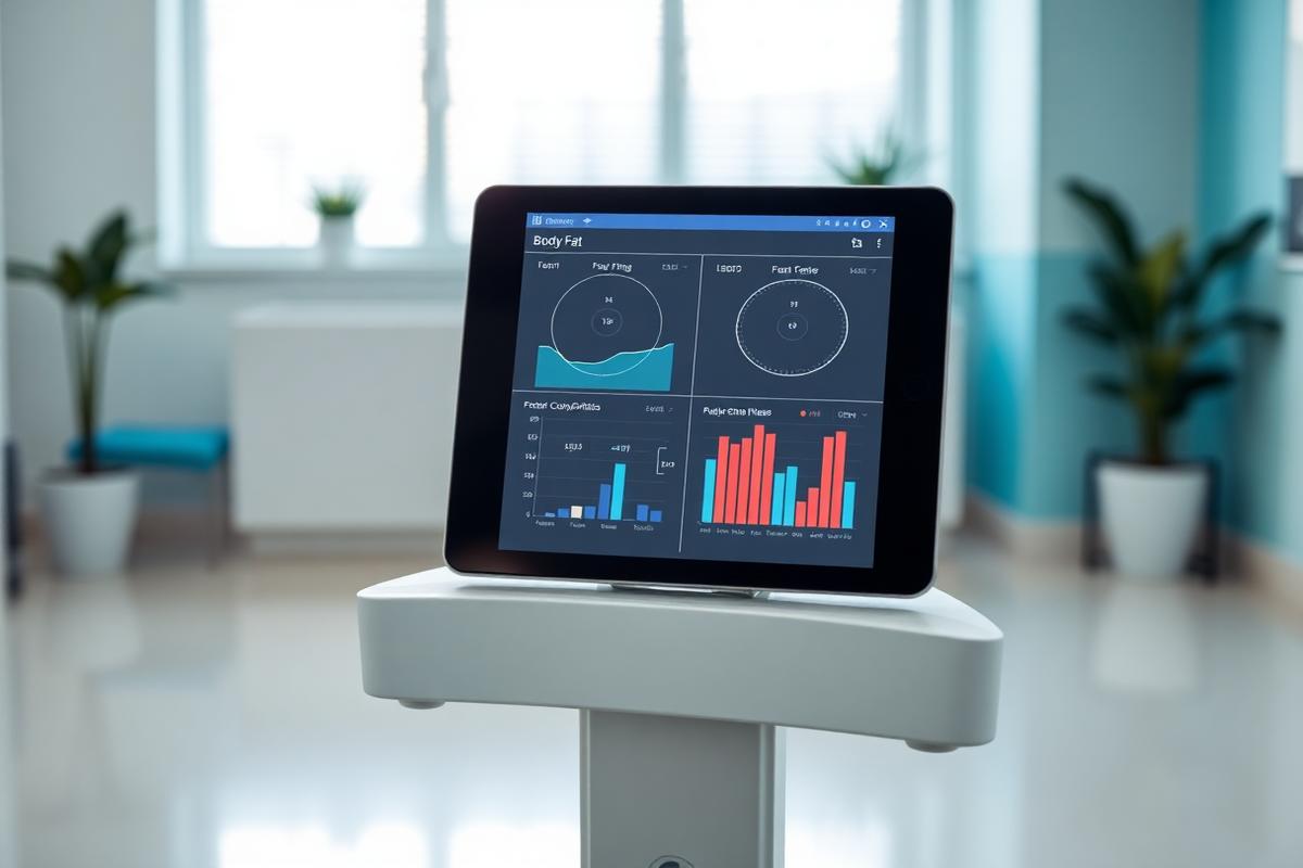 Body composition analysis showing body fat percentage and muscle mass