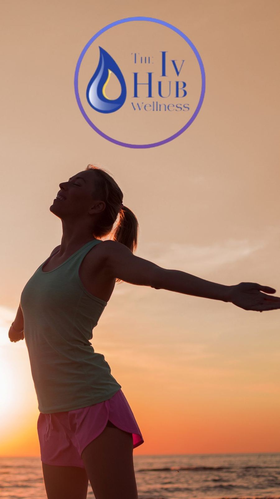 Woman stretching at sunrise beach